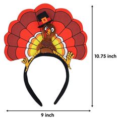 a turkey headband with a top hat on it's head and the measurements