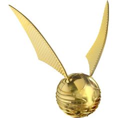 a golden metal object with two wings on it's head and one wing extended