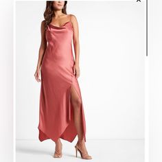 Brand New Express Coral Evening Dress Coral Confortti Dress, Maxi Slip Dress, Express Dresses, Asymmetrical Hem, Inspiration Style, Event Dresses, Asymmetric Hem, Dress Brands, Formal Event