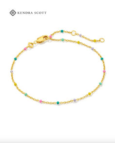 This chain bracelet is a kaleidoscope of colors means it will match all your styles, from statement cuffs, charm bracelets, watches, and more 💖 Rainbow Kendra Scott, Kendra Scott Friendship Bracelet, Bracelets Kendra Scott, Dainty Multicolor Bracelets With Adjustable Chain, Multi Strand Bracelet Kendra Scott, Kendra Scott Gold Necklace Blue, Druzy Bracelet, Layered Bracelets, Bracelet Clasps