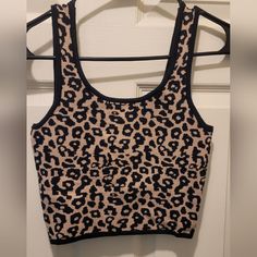 *Never Been Worn * Cute, Fun, And Extremely * Ready To Ship Asap Casual Leopard Print Tops For Night Out, Fitted Leopard Print Sleeveless Crop Top, Fitted Sleeveless Leopard Print Crop Top, Fitted Brown Tank Top For Day Out, Crop Tank Top, Kendall Kylie, Kendall + Kylie, Black Tan, Cropped Tank Top