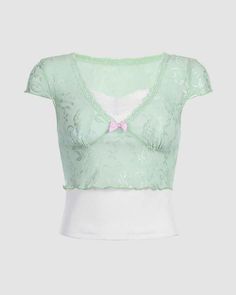 Details: Lace cami top with double-layered design and front tie detailsTop Length: NormalSleeve Length: Short SleevesMaterials:95% Polyester + 5% Spandex Crop Top With Jeans, Lace Cami Top, Halter Top Dresses, Long Crop Top, Lace Cami, Cami Crop Top, Crop Top Blouse, Maxi Dress Party, Green Lace