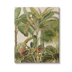 a painting of tropical plants on a wall