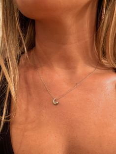 tiny, simple, perfect. this baby moon necklace is perfect for all ages...perfect for you or a loved one. available in gold or silver - 1 baby moon pendant (stainless steel) -1 stainless steel chain (16 in. with 2 in. extension) every piece of jewelry is handcrafted and/or assembled at bubs & sass. we pay a lot of attention to detail and want our customers to be happy! please reach out if we haven't accomplished this. all of our products are nickel and lead free. Moon Hanging, Baby Moon, Moon Necklace Silver, Rectangle Earrings, Babymoon, Cute Necklace, Moon Pendant, Moon Necklace, Baby Star