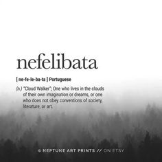 a black and white photo with the words nefiibata in front of trees