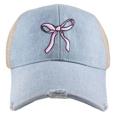 Looking to add a touch of sweetness to your accessory lineup? Say hello to our Coquette Pink Bow Wholesale Cute Trucker Hat! This isn't just any old hat, it's a must-have accessory that's all about casual chic. Picture a black distressed trucker hat with a pop of girly charm: an embroidered pink bow that adds just the right amount of flair to any outfit. Don't miss out on this trend-setting piece! Coquette Bow items are taking social media by storm, and this hat is no exception. Whether your customers are hitting the beach or hitting the streets, this cute trucker hat is the perfect blend of style and comfort. Stock up now and give your boutique that trendy edge it needs to stand out from the crowd. So, what are you waiting for, babes? Grab your wholesale order of Coquette Pink Bow Trucker Retro Spring Baseball Cap With Curved Brim, Retro Curved Brim Baseball Cap For Spring, Cute Flat Brim Hat One Size, Trendy Adjustable Brimmed Trucker Hat, Trendy Pink Brimmed Mini Hats, Trendy Snapback Baseball Cap For Spring, Trendy Brimmed Summer Trucker Hat, Trendy Brimmed Trucker Hat For Summer, Retro Curved Brim Trucker Hat For Spring