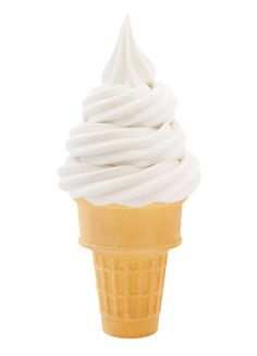 an ice cream cone with white icing on it's top is shown in front of a white background