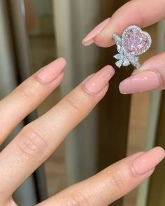 The Most Unique Diamond Engagement Rings Other Than A Round Solitaire | WedMeGood Pink Diamond Engagement Ring, Pink Diamond Ring, Pink Diamonds, Unique Diamond Engagement Rings, Diamond Jewelry Designs, Heart Shaped Rings, Fancy Jewellery