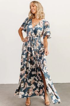 Sicily Satin Maxi Dress | Eucalyptus Floral | Baltic Born Mocha Dress, Kimono Maxi Dress, Baltic Born, Rust Dress, Dress Dusty, Maxi Dress Navy, Blue Maxi, Satin Maxi, Flattering Dresses