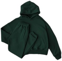 Green Hoodie Sweats With Pockets, Solid Color Tracksuit With Pockets For Streetwear, Tracksuit With Pockets For Streetwear, Casual Winter Tracksuit With Elastic Cuffs, Solid Tracksuit With Pockets For Streetwear, Casual Sweatpants With Kangaroo Pocket For Streetwear, Green Cotton Tracksuit With Pockets, Green Winter Sweatpants For Leisure, Green Relaxed Fit Sweatpants For Winter