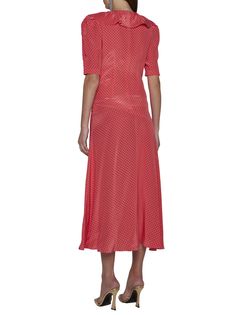 100% Silk Alessandra Rich Dresses, Rich Dresses, Long Silk Dress, Italy Women, Coral Background, Silk Dress Long, Alessandra Rich, Rich Women, Feminine Power