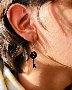 Coraline Earrings, Coraline Key, Mens Earring, Key Earrings, Earring Inspo, Aesthetic Jewelry, 20th Birthday, Button Earrings, Men Earrings