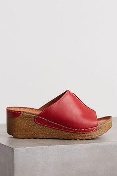 Women's Luce Leather Slide Sandals | Overland Summer Slip-on Mules With Arch Support, Spring Comfortable Platform Slippers With Leather Footbed, Comfortable Leather Footbed Platform Slippers For Spring, Comfortable Leather Platform Slippers For Spring, Leather Slide Clogs For Summer, Summer Closed Toe Platform Slippers With Leather Footbed, Spring Open Toe Clogs With Textured Footbed, Open Toe Clogs With Textured Footbed For Spring, Open Toe Wedge Sandals With Arch Support For Vacation