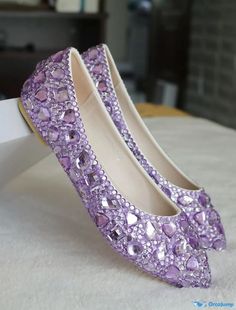 OrcaJump - Womens Luxurious Vintage Sexy PU Wedding Shoes with Crystal Rhinestone, Pointed Toe Flat Heel, for Bridal, Br Bridesmaid Shoes Flat, Wedding Shoes For Bride, Shoes For Bride, Wedding Shoes Flats, Wedding Flats, Bridal Shoes Flats, Bling Shoes, Bridesmaid Shoes, Womens Wedding Shoes