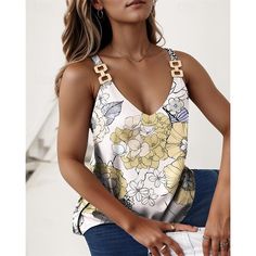 Season:Summer; Fabric:Polyester; Sleeve Length:Sleeveless; Look After Me:Wet and Dry Cleaning,Washable,Machine wash; Gender:Women's; Style:Fashion; Elasticity:Micro-elastic; Tops Type:Tank Top; Occasion:Casual,Holiday; Top Length:Regular; Fit Type:Regular Fit; Pattern:Floral; Design:Print; Neckline:V Neck; Front page:FF; Listing Date:01/22/2024; Production mode:External procurement; Bust:; Length:; Sleeve:; Fit US Size:; Fit UK Size:; Fit EU Size:; Print Type:3D Print Top Floral, Blue Print, Holiday Fashion, Summer 2024, Pink Yellow, Pink Blue, Floral Tops, Tank Tops Women, Blue And Purple