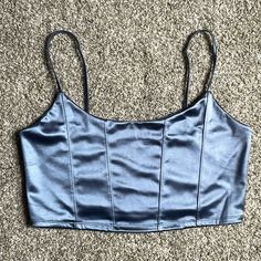 Brand New Metallic Blue Tank Crop Top Blue Crop Top Tank For Night Out, Blue Casual Crop Top For Night Out, Casual Blue Crop Top For Night Out, Obx Clothes, Ropa Aesthetic, Tank Crop Top, Trendy Crop Tops, Sky Wallpaper, Trendy Dress Outfits