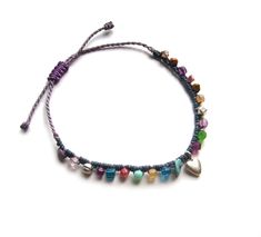 Anthracite-colored micro macrame bracelet with colorful glass beads/rocailles and an integrated heart pendant. It closes with a sliding clasp and can be individually adjusted to the wrist. Maximum hatch width approx. 26 cm Knotted with waxed polyester yarn (Linhasita) Delivery time Germany 3-5 days. Delivery time to countries within the EU 7 to 14 days Please feel free to contact me if you have any questions or requests. I have many yarn colors and beads and would be happy to make a model of you Micromacrame Bracelet, Micro Macrame Bracelet, Making A Model, Bracelet Macrame, Macrame Bracelet, Boho Bracelet, Bracelet Boho, Micro Macrame, Macrame Jewelry