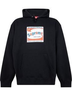 black cotton logo print to the front drawstring hood front pouch pocket long sleeves straight hem Pink Supreme Hoodie, Supreme Box Logo Hoodie, Shine Logo, Supreme Clothing, Supreme Hoodie, Supreme Box Logo, Logo Yellow, Yellow Hoodie, Box Logo