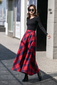 Vintage 1950s Plaid Wool Maxi Skirt, High Waisted Skirt, Long Winter Swing Wool Skirt for Women, A Line Wool Skirt, Warm Winter Skirt 4129 - Etsy Maxi Skirt High Waisted, Wool Maxi Skirt, High Waisted Maxi Skirt, Skirt For Women, Winter Skirt, Skirt Long, Wool Skirt, Long Winter, Red Wool