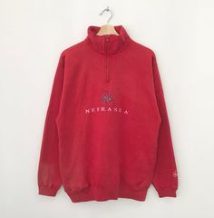 Vintage Nebraska Huskers Ncaa Red Sweatshirt Medium Nebraska Huskers Embroidery Logo Pullover University Of Nebraska Crewneck Jumper Size L by MyFinalSpace on Etsy College Red Tops With Embroidered Text, Red College Top With Embroidered Text, Red College Tops With Embroidered Text, Red Embroidered Text College Tops, Red College Sweatshirt With Embroidered Logo, Red Sporty Sweatshirt With Embroidered Logo, Sporty Red Sweatshirt With Embroidered Logo, Winter Sports Tops With Embroidered Graphics, Winter Sports Top With Embroidered Graphics