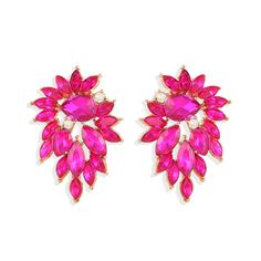 PRICES MAY VARY. Sparkly Rhinestone Earrings: The hot pink rhinestone earrings through a combination of stylish style, sparkling colors and unique design. The elegant and generous design gives the earrings a unique look. Whether it's a formal or casual occasion, these wing shaped rhinestone earrings will be your perfect accessory. Material: These cluster earrings are made of crystal, rhinestone, 316L stainless steel, hypoallergenic, nickel free and lead free, suitable for sensitive ears. Sparkli Pink Jeweled Wedding Earrings, Pink Jeweled Crystal Earrings For Wedding, Pink Crystal Rhinestone Earrings For Wedding, Rose Red Dangle Earrings For Party, Pink Jeweled Earrings For Party, Rose Red Drop Earrings For Party, Pink Jeweled Crystal Earrings, Glamorous Pink Drop Bridal Earrings, Pink Crystal Earrings For Party