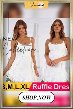 Summer Dress Sleeveless Spaghetti Strap Mini Ruffle Dress Women White Elegant Party Dress Vestidos Party Suspender Dress With Spaghetti Straps And Ruffles, Fitted White Suspender Dress With Ruffles, White Sleeveless Dress With Ruffles And Spaghetti Straps, Strapless Suspender Dress With Ruffles For Party, Party Dresses With Ruffles And Spaghetti Straps, Flirty Sleeveless Ruffled Dress For Summer, Flirty Ruffled Sleeveless Dress For Summer, White Sleeveless Flirty Suspender Dress, Flirty Sleeveless Dress With Ruffles For Summer