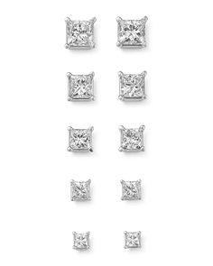 Bloomingdale's - Diamond Princess-Cut Studs in 14K White Gold, 0.25 ct. t.w. - 1.50 ct. t.w. - 100% Exclusive Fine Jewelry Earrings, Diamond Princess, Earrings Luxury, Double Diamond, Luxury Earrings, Exclusive Jewelry, Princess Diamond, Fine Jewellery Earrings, Princess Cut Diamonds