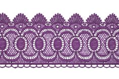 a purple lace trim with circles and dots on the edge, in an oval pattern