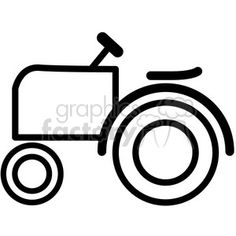 a black and white line drawing of a tractor or plow on a white background