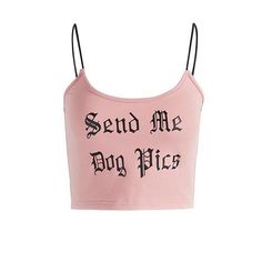 pastel pink letter print spaghetti straps tank tops Spaghetti Tops, Dog Pics, Pink Bralette, Pink Letter, Spaghetti Strap Tank Top, Crop Top And Shorts, Gothic Outfits, Pink Tank, Print Crop Tops