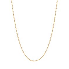 The perfect gold versatile chain that you'll never have to take off. This ball chain necklace is great to layer or to wear alone. Made with the finest quality 14K solid gold that lasts a lifetime. 14K solid gold 16" chain 2mm ball Spring ring Hypoallergenic Processing time may take up to two weeks. 14k Gold Ball Chain Necklace, Classic 14k Gold Ball Chain Necklaces, Minimalist Yellow Gold Chain Necklace With Ball Chain, Minimalist Yellow Gold Ball Chain Necklace, Classic Yellow Gold Beaded Chain Necklace, Classic Gold Ball Chain Necklace, 14k Gold Necklace With Ball Chain, Black Wrapping Paper, Pebble Necklace