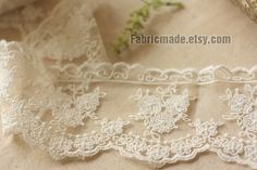 Off White Lace Trim Cotton Lace Trim Wedding Lace by fabricmade, $3.80 Cream Embroidered Fitted Lace, Fitted Cream Embroidered Lace, Fitted Embroidered Cream Lace, White Embroidered Fabric With Lace Trim, White Embroidered Fitted Fabric With Lace Trim, Fitted White Embroidered Fabric With Lace Trim, Elegant Cotton Lace For Wedding, White Lace For Wedding, White Cotton Lace For Wedding