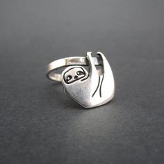 Sterling Silver Sloth Ring Silver Sloth Ring Sloth jewelry | Etsy Sloth Ring, Sloth Jewelry, Glass Store, Modern Store, Charm Rings, Sterling Silver Bands, Ring Silver, Sterling Silver Charm, Sterling Ring