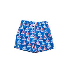 * Our SS24 Collection is estimated to ship the week of January 28th. Style: Our classic swim trunks were designed with his comfort in mind. This style features an elastic waistline and includes a contrast drawstring to ensure the perfect fit. Fabric: This style is made with premium SPF/UPF 50+ fabric that will protect 98% of the sun's harmful rays with 4-way stretch technology giving this fabric movement and flexibility. This fabric is soft, moveable and fast drying. A soft mesh liner is include Summer Swim Trunks With Built-in Shorts For Pool, Beachy Swim Trunks With Built-in Shorts For Pool, Playful Swim Trunks For Pool And Beach Season, Playful Blue Swim Trunks For Summer, Playful Blue Swim Trunks For Poolside, Playful Vacation Swim Trunks With Elastic Waistband, Playful Swim Trunks With Elastic Waistband For Vacation, Summer Vacation Swim Trunks With Adjustable Waist, Playful Swim Trunks With Built-in Shorts