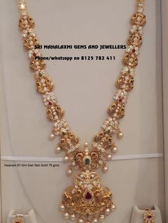 Small Motifs, Gold Necklace Indian Bridal Jewelry, Beaded Necklace Designs, Gold Jewelry Stores, Gold Wedding Jewelry