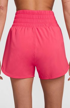 Gear up for your run with these lightweight high-waisted shorts constructed from moisture-wicking fabric and designed with brief lining for extra support. 3" inseam; 26" leg opening; 13 1/2" front rise; 17" back rise (size Medium) Elastic waist Side-seam pockets Dri-FIT moisture-wicking technology Brief liner 100% polyester Machine wash, tumble dry Imported Nike Athletic Shorts With Built-in Shorts For Training, Nike Athletic Shorts With Built-in Shorts And 4-way Stretch, Breathable High-waisted Athletic Shorts For Running, Breathable High-waisted Athletic Shorts For Sports, Breathable High-waisted Running Shorts, Moisture-wicking High-waisted Athletic Shorts For Sports, Go-dry High-waisted Athletic Shorts For Training, Nike Athletic Nylon Shorts With Elastic Waistband, Go-dry High-waisted Athletic Shorts