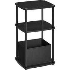 three tiered shelf with two bins on each side