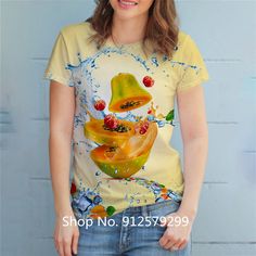 Summer Fashion Pineapple Woman Print T Shirt Harajuku Funny Tshirts Casual Round Neck Short Slee Top Tee Shirt White Casual Top With Fruit Design, Casual White Tops With Fruit Design, Casual White Top With Fruit Design, White Short Sleeve Tops With Fruit Design, Spring Fruit Design Short Sleeve Tops, Yellow Short Sleeve Top With Sublimation Print, Trendy Multicolor Tops With Fruit Print, Trendy Multicolor Fruit Print Top, Casual Short Sleeve Tops With Fruit Design