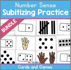 the number sense subitizing practice game with hands and numbers on it, which includes two