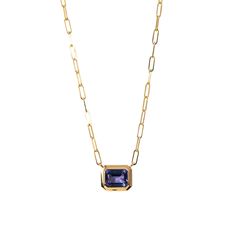 Goshwara Emerald-Cut Tanzanite 18K Gold Pendant Necklace Gold Tanzanite Jewelry With Bezel Setting, Elegant Tanzanite Gemstones In Yellow Gold, Elegant Octagon Birthstone Necklace, Gold Octagon Sapphire Jewelry, Timeless Tanzanite Yellow Gold Jewelry, Luxury Gold Solitaire Gemstone Necklace, Gold Tanzanite Pendant Necklace, Yellow Gold Tanzanite Jewelry With Gemstone Accents, Yellow Gold Octagon Gemstone Necklaces