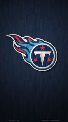 the tennessee titans logo is shown on a dark background with red, white and blue flames