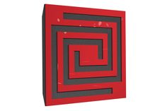 a red and black square with some smaller squares in it