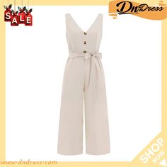 Women's Fashion Sexy Slim Chic Sleeveless Button V-neck Straight Leg Jumpsuit Spring V-neck Jumpsuits And Rompers With Buttons, Chic V-neck Jumpsuits And Rompers With Button Closure, Summer V-neck Jumpsuits And Rompers With Buttons, Chic V-neck Jumpsuits And Rompers With Buttons, Elegant Sleeveless Jumpsuits And Rompers With Buttons, Chic V-neck Jumpsuits With Buttons, Elegant V-neck Jumpsuits And Rompers With Buttons, Elegant V-neck Jumpsuit Or Romper With Buttons, Elegant V-neck Jumpsuit With Buttons