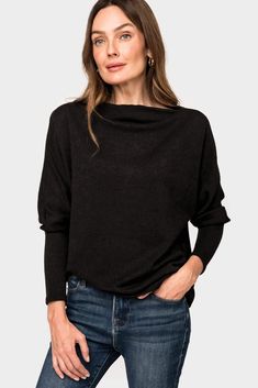 Super soft knit enhances a slouchy silhouette created by the low dolman sleeves of this lightweight sweater. 88% Polyester | 7% Rayon | 4% Spandex Delicate Wash Cycle, Dry Flat. Length 26" (size small) Jing is 5'8 and wearing size XXS in Green & Light Melange