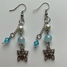 All Orders Ship Next Business Day! Earrings, Dangle Earrings, Glass Beaded Earrings, Cinnamoroll Earrings The Color Is Blue! Very Adorable And Great To Wear To School, Work, Or Just For Fun! (Matching Bracelet And Necklace Also For Sale!!!) Smoke Free Home! Cute Blue Earrings, Trendy Light Blue Dangle Earrings, Blue Bead Earrings, Cute Handmade Light Blue Earrings, Cute Dangle Beaded Earrings With Ear Wire, Cute Beaded Dangle Earrings With Ear Wire, Light Blue Metal Earrings As A Gift, Light Blue Dangle Earrings For Pierced Ears, Nickel-free Light Blue Dangle Earrings