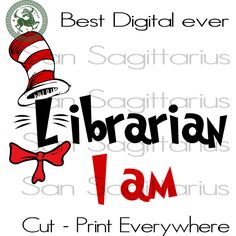 the cat in the hat is reading library i am cut - print everywhere svt