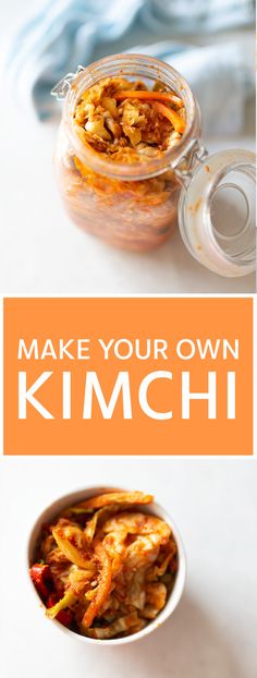 an image of some food in a bowl and the words make your own kimchi