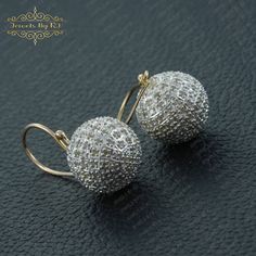 Pave Diamond Dangle Ball Earrings, 14K Gold & 925 Silver Dangle Ball Earrings, White Rhodium Silver Ball Studs Earring, Diamond Ball Earring Item - Pave Diamond Ball Earrings SKU - EAMJ-1419 Metal - 14K & 925 Silver Stone - Champagne Diamond Size -  25x15MM All are designed and handmade by me and my team with Perfect craftsmanship and strong interest! We are continuously adding new products to our store. So keep coming back to see more great deals on jewelry in our mart For Wholesale orders or c Luxury Hallmarked Drop Earrings, Round Cluster Earrings For Evening, Silver Gold Plated Round Clip-on Earrings, Gold Sterling Silver Diamond Earrings For Evening, Hallmarked White Gold Drop Earrings, Gold Diamond Earrings In Sterling Silver For Evening, Gold Plated White Gold Diamond Earrings For Formal Events, White Gold Plated Diamond Earrings For Formal Events, White Gold Plated Diamond Earrings For Formal Occasions