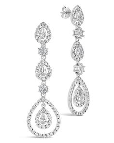 Meryl Drop Earrings Earring Sterling Forever Silver Pear-shaped Diamond Accent Earrings For Evening, Glamorous Diamond White Brilliant Cut Earrings, Dazzling Pierced Diamond Earrings For Formal Occasions, Dazzling Diamond Pierced Earrings, Dazzling Sparkling Diamond Earrings For Formal Occasions, Dazzling Pear-shaped Evening Earrings, Brilliant Cut Pear-shaped Earrings For Party, Diamond Chandelier Earrings For Evening, Dazzling Diamond Earrings