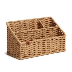 an empty wicker basket with handles